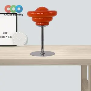 Wholesale Post Modern Nordic Vertical Glass Bedside Desk Lamp Simple Iron Body DC Power Colorful Bauhaus Home Decor for Bedroom