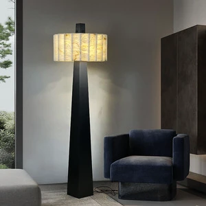 Modern Spanish Natural Snowflake Marble Floor Lamp With LED Dimmable Warm White Light For Garden Use