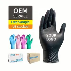 Medical Factory Wholesale OEM 100 Pack Black Disposable Nitrile Gloves Powder-Free Latex Free 5MIL Food Grade Puncture Resistant