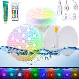 16-Color Changing LED Pool Lights Rechargeable Submersible Floating Lamp Remote Waterproof Battery Operated Pond Decoration