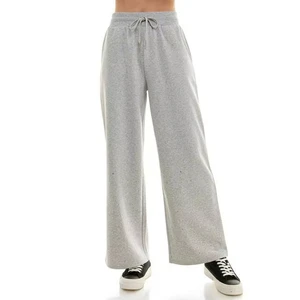 Women Fitness Wear Relaxed Fit Soft fabric Gray Sweatpants Drawstring Waist Wide-Leg Lounge Streetwear Casualwear Bottoms