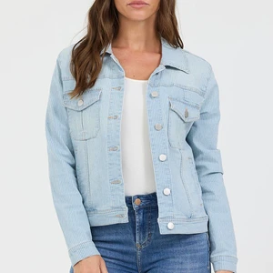 Custom Women's Embroidered Denim Jacket Relaxed Fit Button Up Jean Jacket For Women