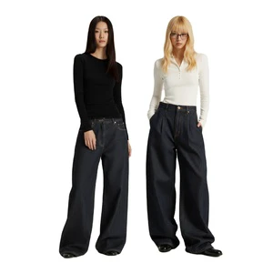 Vintage Women's Casual Loose Denim Pants Comfortable Autumn New American Classic Wide-Leg Jeans with Woven Weaving Method