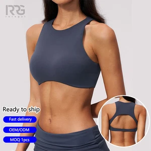 Roregal Brushed Beauty Back Yoga Bra Spandex High Elastic Shockproof Removable Padded For Fitness Training Jogging