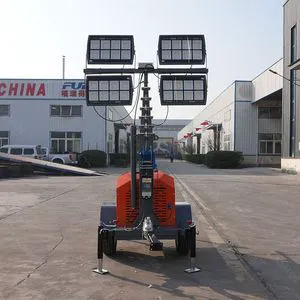 Customizable Lightweight Diesel-Powered LED Lighting Light Tower with Engine Generator and Manually Operated Lifting Mast