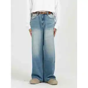 Men's Plus Size Breathable Baggy Jeans Oversized High Street Style Hip Hop Denim Pants