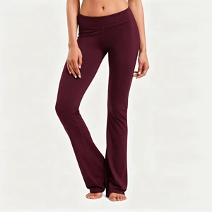 Bamboo Cotton Flare Yoga Pants Women Wide Leg Bootcut High Waisted Leggings Soft Stretch Workout Trousers