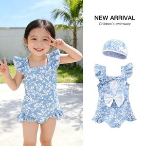 Hot Summer Custom Printed Design High Elastic One-Piece Swimsuit UPF50+ Girls Kids Beach Swimwear