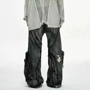 Men's Classic Long Jeans - Fashion Workwear Inspired Denim Trousers