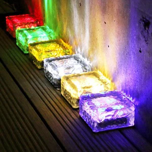 IP66 Waterproof Outdoor Solar LED Light Square Lawn Ice Block Buried Light with Glass Lamp Body for Garden & Road Decorations