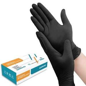 SN018 Black Nitrile Gloves 4 Mil High Quality EN420 Certified Anti-Slip Powder-Free Household Industrial Use Safety Work Gloves