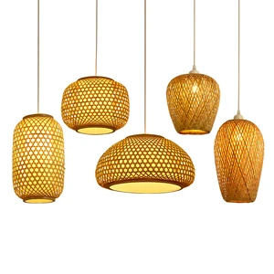 Hot Trend Handmade Rattan Lamp Bamboo Lanterns Cafe Restaurant Wedding Homestay Hanging Light Chandeliers for Home Decoration