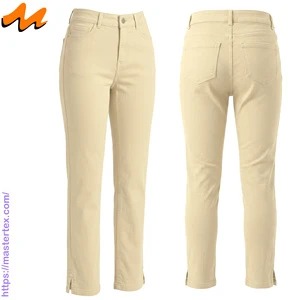 Womens Casual Party Regular Fit Five Pock Slit Bottom Breathable Fabric Summer Spring Pants Cotton Spandex 6.64 oz