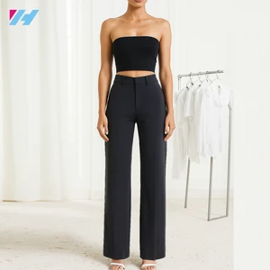 Custom High Waist Straight Leg Trousers Fashion Ladies Elegant Long Pants For Women