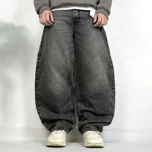 FY Y2K Clothing Plus Size Men's Jeans With Custom Loose Fit Big Wide Leg Skater Faded Super Baggy Cargo Jeans Men