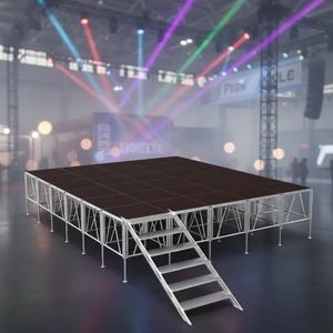 Mobile Portable Event Glass Acrylic Wedding Stage Lighting Truss Stage , Aluminum Stage