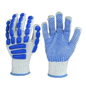 ULTAC Bulk Order Customized Logo ANSI Anti-Cut Anti-Slip Polyester Latex Dots 7 Gauge Model PX9500 24CM Machinery Safety Gloves