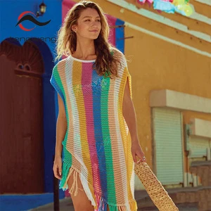 TW Hollow Out Knitting Sunscreen Shirt Bikini Swimsuit Cover up Sexy Pullover Beach Blouse