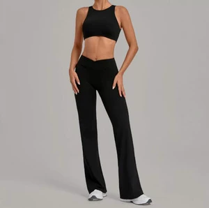 JAC22 TZ1081 Women's Yoga Summer Sports Two-piece Set Solid Spandex/Polyester Yoga Set