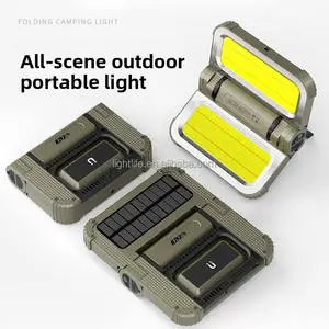 New 2000LM Outdoor Solar Camping Lamp Rechargeable 5 Modes Ultra-Bright Magnetic Folding LED Work Light for Emergency Hiking