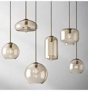 Amber Glass Lamps Modern Simple Decorative Style Coffee Shop Showcase Bar Counter Single Head Glass Lighting Fixtures