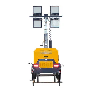 4x400W Mobile LED Lighting Tower 7m Telescopic Mast Portable Outdoor with Diesel and DC Power Supply Options