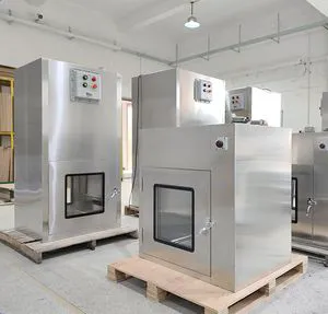 Cleanroom Pass Box Static Fanless Type Interlocking Doors Optional UV Disinfection GMP Compliant
