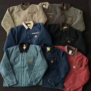 OUNA Custom Men's Distress Vintage Duck Cotton Satin Weave Work Jacket Winter Detroit Worker Workwear Canvas Barn Jacket