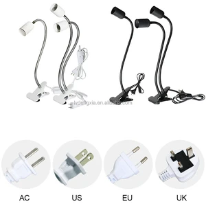 Flexible Aluminum Wire Neck Clip Bulb Holder E27 Base Light Socket with On/Off Switch Plug Adjustable Light Stand Clamp Lamp
