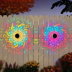 Solar Mandala Wall Lamps Hollow Peony Design Outdoor Garden Decor Light Iron Yard Party Gift For Festive Settings