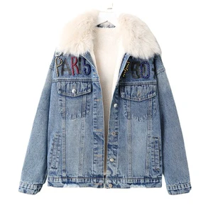 Fur Collar Women's Jeans Jacket Winter Jackets and Fur Coats Women Blue Jean Camo Demin Jacket for Women Hight Quality