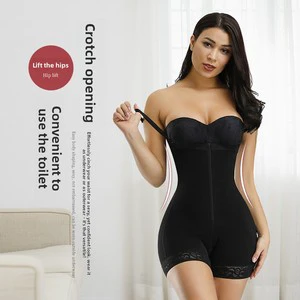 Cross-border Butt Lifter Bodysuit Women High Waist Shapewear Camisole 3 Rows Hooks Crotch Zipper Tummy Control Body Shaper
