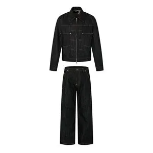 XMAMLON Custom Selvedge Denim Set Raw Selvedge Jeans Jacket 2 Pcs Workwear Jeans for Men with Button Decoration