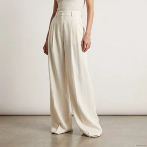 Tall Linen Trousers Loose Fit Women UK 34 Inch Inseeam Length Resort Wear Wide Leg Pants Custom