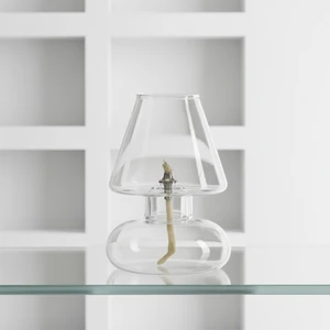 Handmade High Borosilicate Glass Oil Lamp with Windproof Lampshade Home Decor & Candle Holder