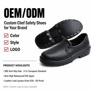 EU SRC Standard Anti Slip Chef Work Loafers EVA Waterproof Oil Heat Resistant Slip On Restaurant Kitchen Safety Shoes