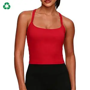 Custom Solid Color Slim-Fit Eco-Friendly Recycled Fashion Women's Sports Tank Top Workout Yoga Tops