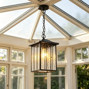 Unique Outdoor/indoor Pendant Light LED Waterproof IP65 Garden Decorative Light Black Aluminum Garden Landscape Lantern Lighting