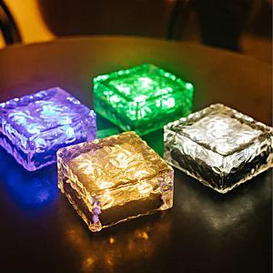 Solar Glass Brick Light Crystal Brick Stone Garden Solar Ice Cube Charming Glass Brick Lights LED Garden Courtyard Pathway Patio