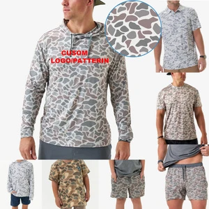 New UPF50+ Polyester Sunscreen UV Long Sleeve Performance Camo Fishing Wear Quick Dry Fishing Shirt Lightweight Fishing Hoodie