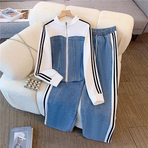 2025 Summer New Fashion with Light Wash Long Sleeve for Cowboy Style Women's Retro Loose Edition 2-Piece Denim Set