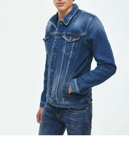 Outfitize Men's Black Acid Wash Denim Jacket Rugged Grey Jeans Jacket Durable Cotton Fabric Casual Jean Coat