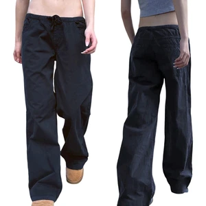 Solid Color Low Waist Regular Straight Knitted Spandex/Polyester Anti-static Drawstring Summer Breathable Eco-Friendly Pants