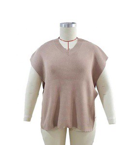 Plus Size Women's Sweater V Neck Split Hem Knit Vest Sweater Top Casual Fall Outfits Pullover
