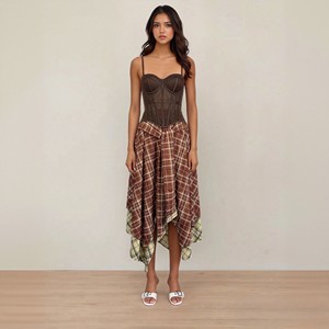 2026 Summer Collection Ready Made Sleeveless Halter Crop Top Corset Sexy Skirt Women Two Piece Sets