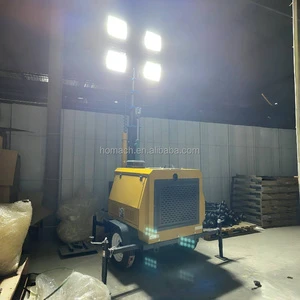 OEM Factory Direct 7M High 400W*4 560W*4 800W*4 LED Mobile Light Tower White Emitting Color with 5 Mast & Diesel Generator Power