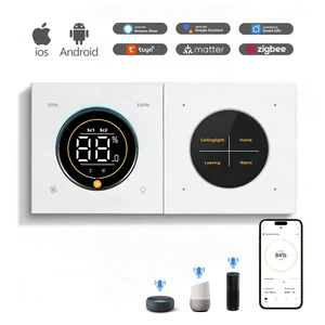 Dimmer Knob Switch for LED Lights Smooth Brightness Control Works With Alexa Google Assistant Tuya App 110-250V for Smart Hotel