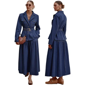 2026 Denim Suit for Women Stylish Girls Jeans Suits Women's Denim Jacket and Skirt Clothes Women 2 Pieces Outfit Sets