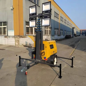 5*400W Mobile LED Light Tower with Diesel Generator 9m Telescopic Mast, White Light for Outdoor Use, Custom OEM Orders Accepted