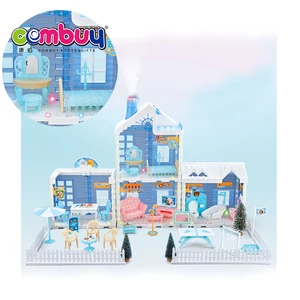 Electric Chimney Lighting Castle Furniture Dollhouse Diy Toys Assembly House Villa